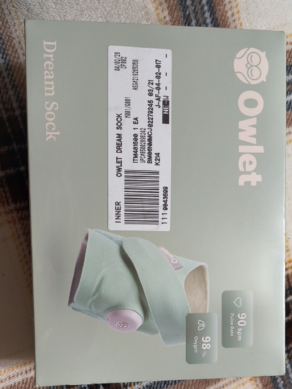 Owlet Dream Sock Baby Monitor in Light Green